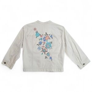 Denim&Co Floral‎ Embroidered Denim Jacket Size Medium